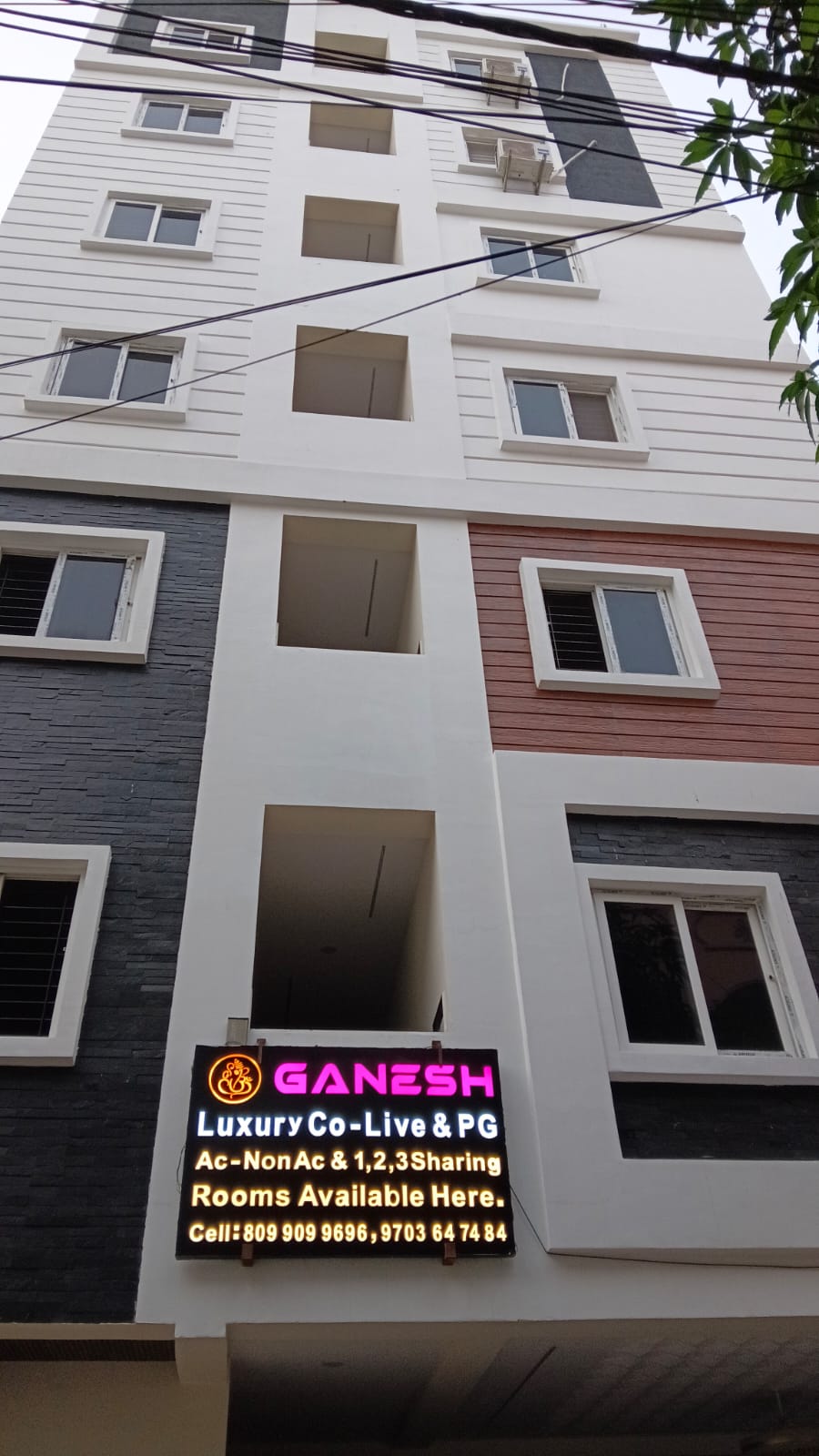 Ganesh Luxury Co-Live & PG building exterior in Kondapur