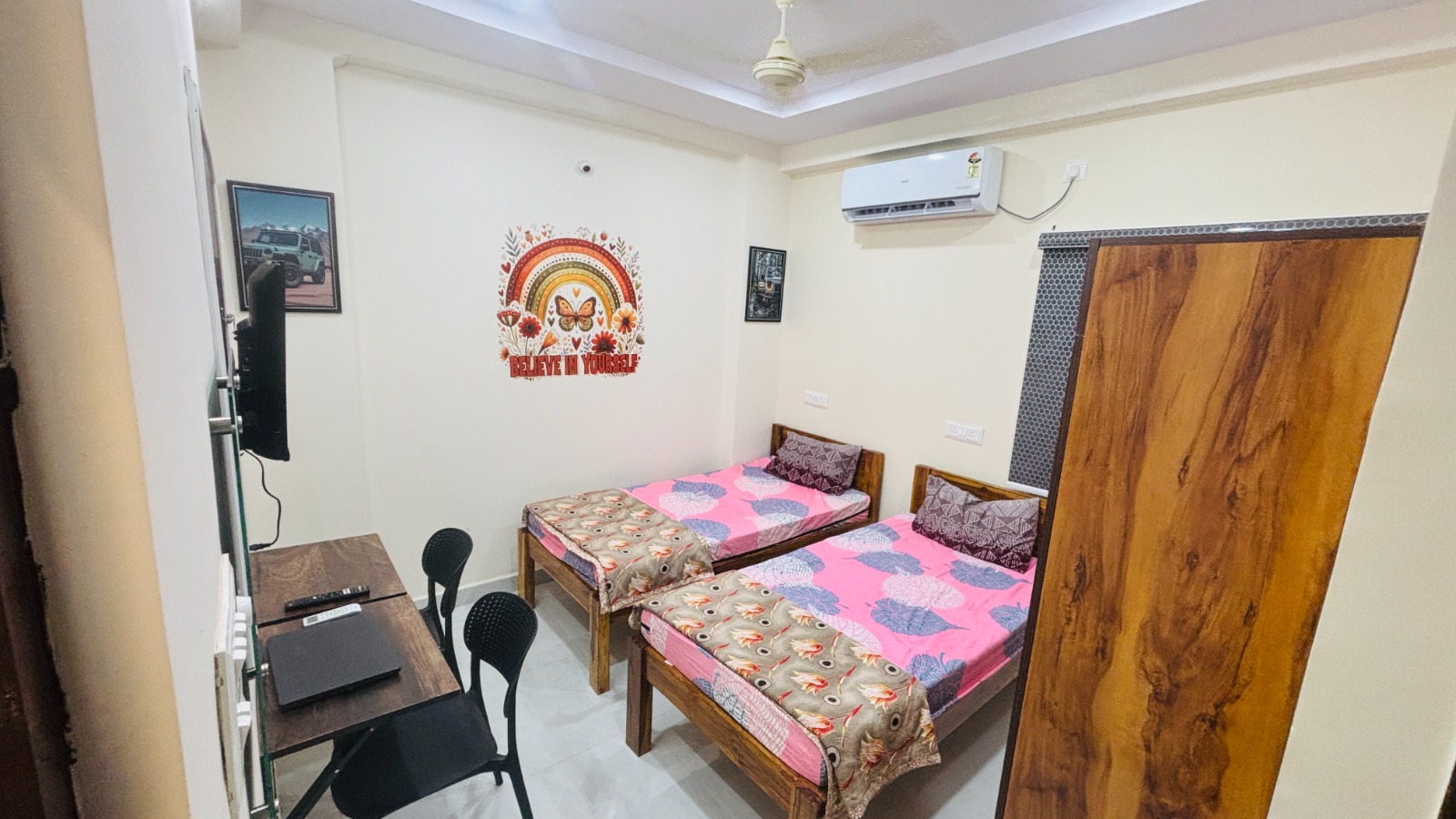 Twin sharing AC room at Ganesh Co-Live PG